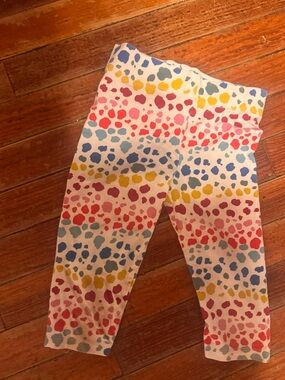 Mini Boden White Leggings with Pink, Blue, Yellow and Purple Spots size 4-5